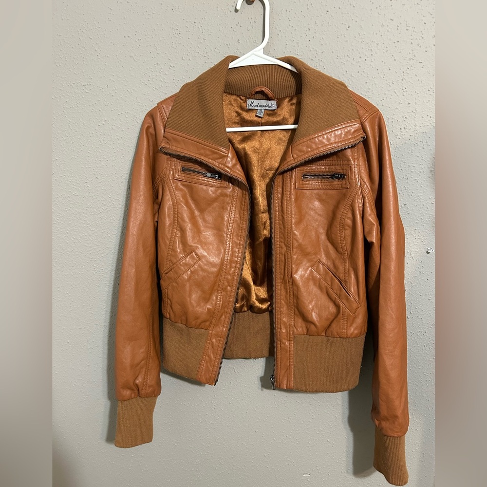 Lapis Tan Leather Jacket for Women